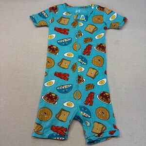 Children's Place PJ Toddler Short Sleeve Breakfast Print Cotton Size 3T